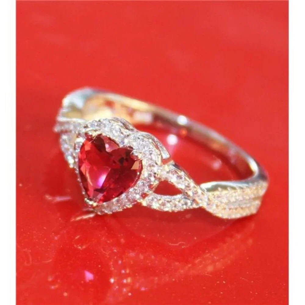 Sterling Silver Heart Halo Cubic Zirconia Promise Ring